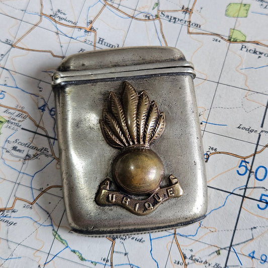 Trench Art Match Holder / Vesta Case - Royal Artillery.