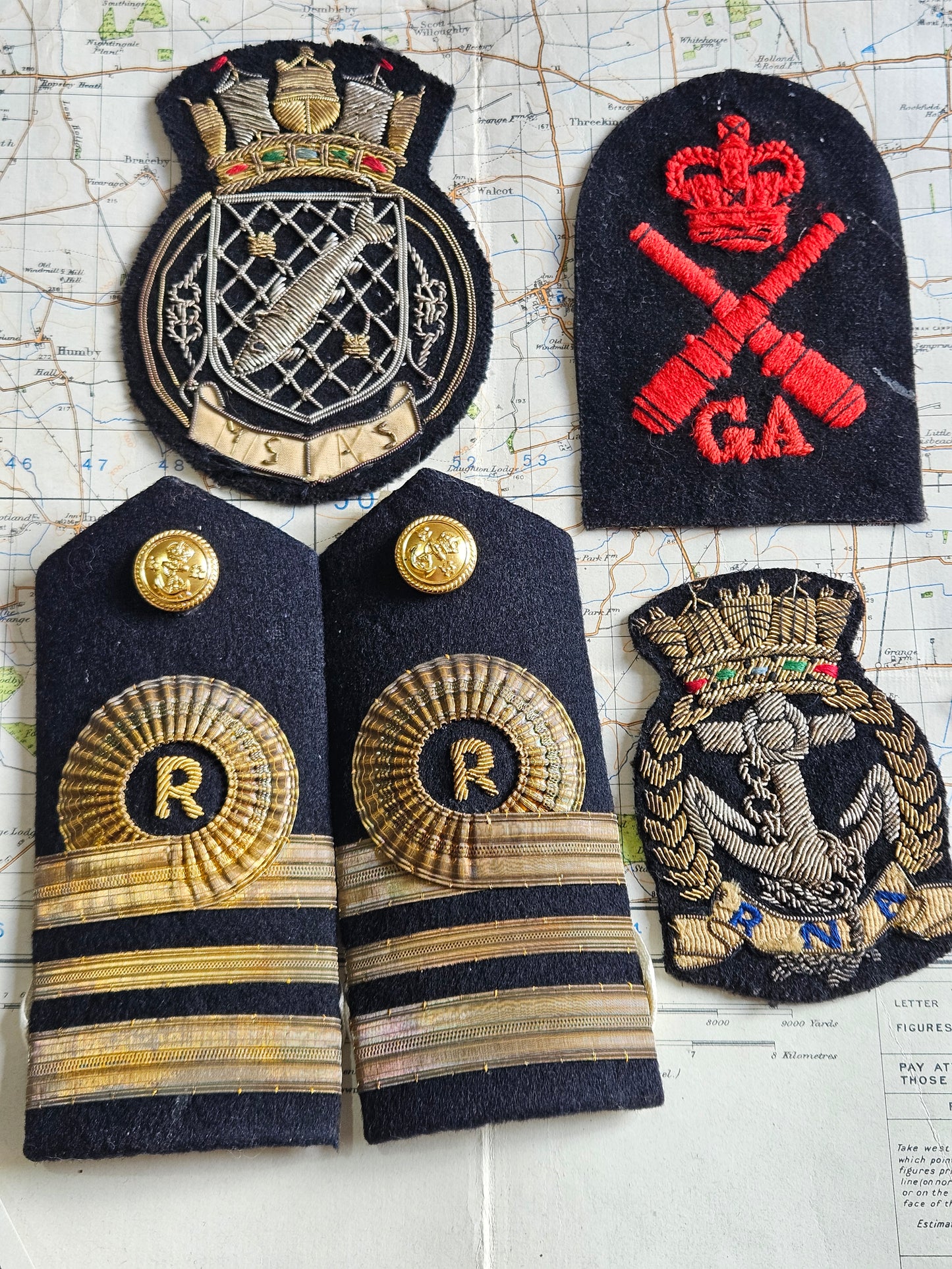 WW2 Royal Navy Reserves Medal Group with Patches - Full Size Medals.