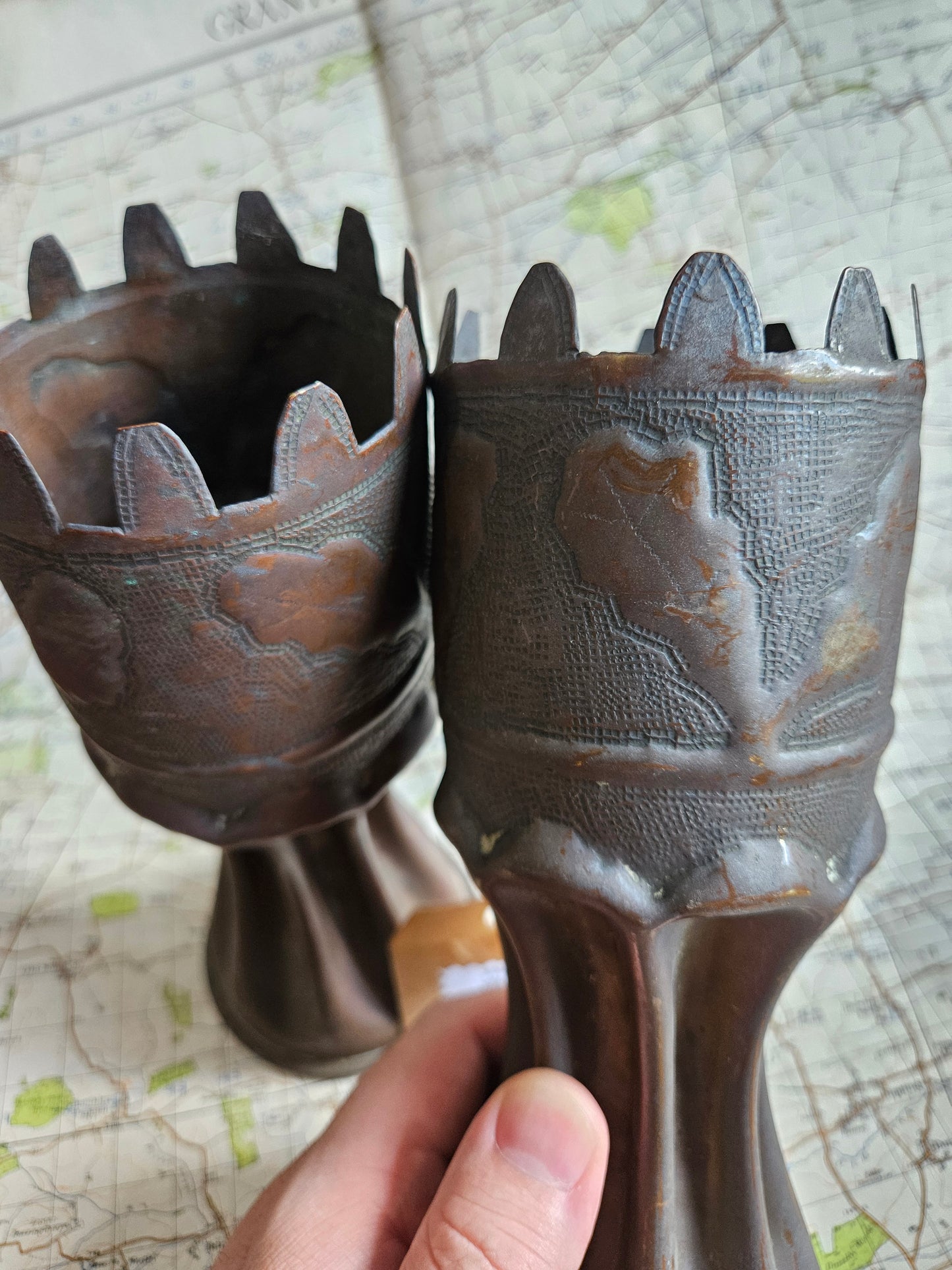 WW1 German Trench Art Vase Pair.