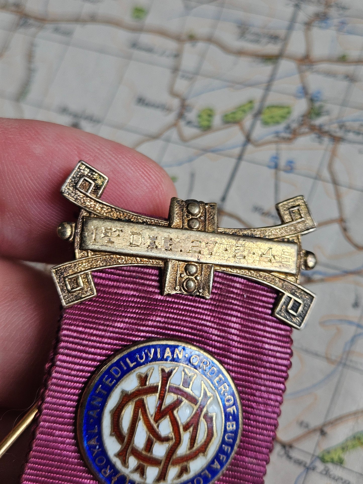 Vintage 1956 Silver with gilt masonic jewel, medal, RAOB, Alhambra Lodge 4704.