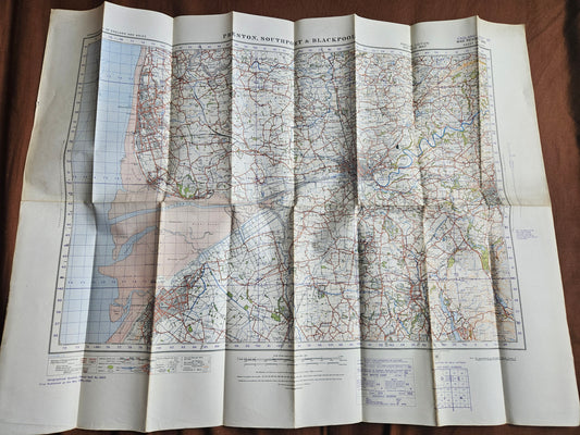 WW2 Ordnance Survey Map - Preston, Southport & Blackpool, 1940.